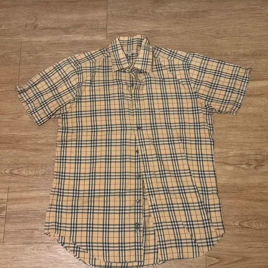 [BUNJANG] Burberry Check Short Sleeve Shirt Beige M / 버버리 체크 셔츠 베이지 M