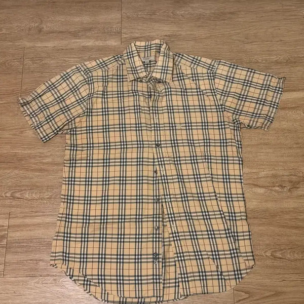 [BUNJANG] Burberry Check Short Sleeve Shirt Beige M / 버버리 체크 셔츠 베이지 M