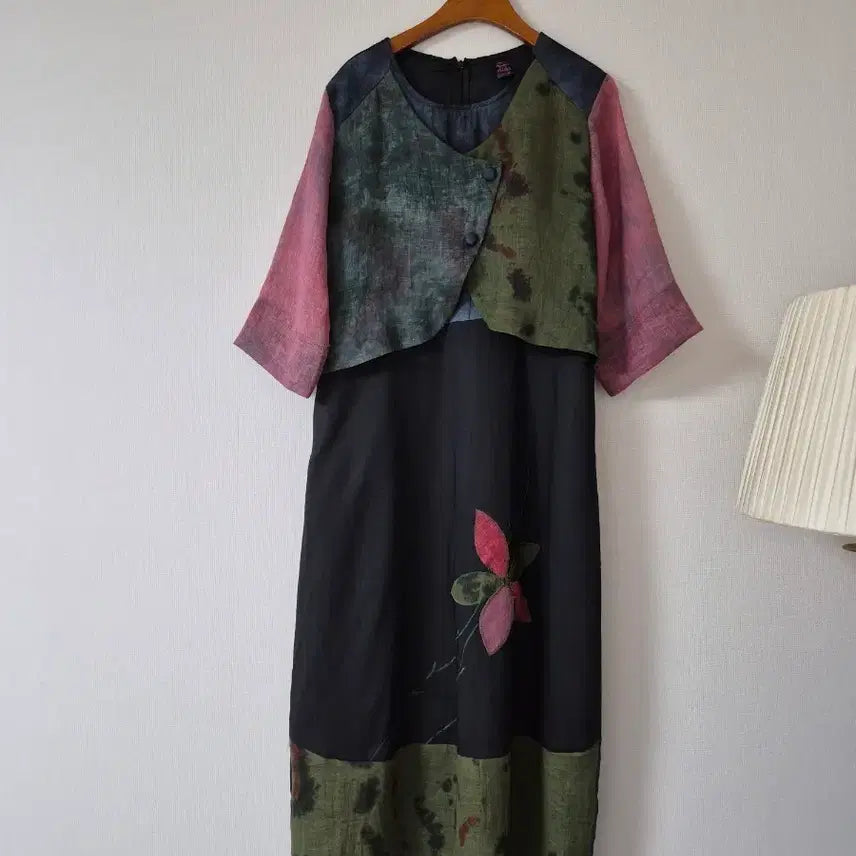 [BUNJANG] VISION Linen Blend Long Dress / [VISION]인견/린넨배색 드레스 롱원피스