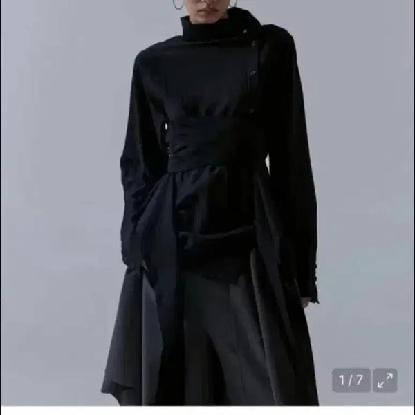 [BUNJANG] Trimingbird 3-Way High Neck Wrap Blouse Black / 트리밍버드 3-way 하이넥 랩 블라우스 블랙