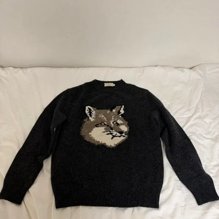 [BUNJANG] Maison Kitsuné Fox Head Knit Dark Grey L / [L] 메종키츠네 폭스헤드 니트 다크그레이