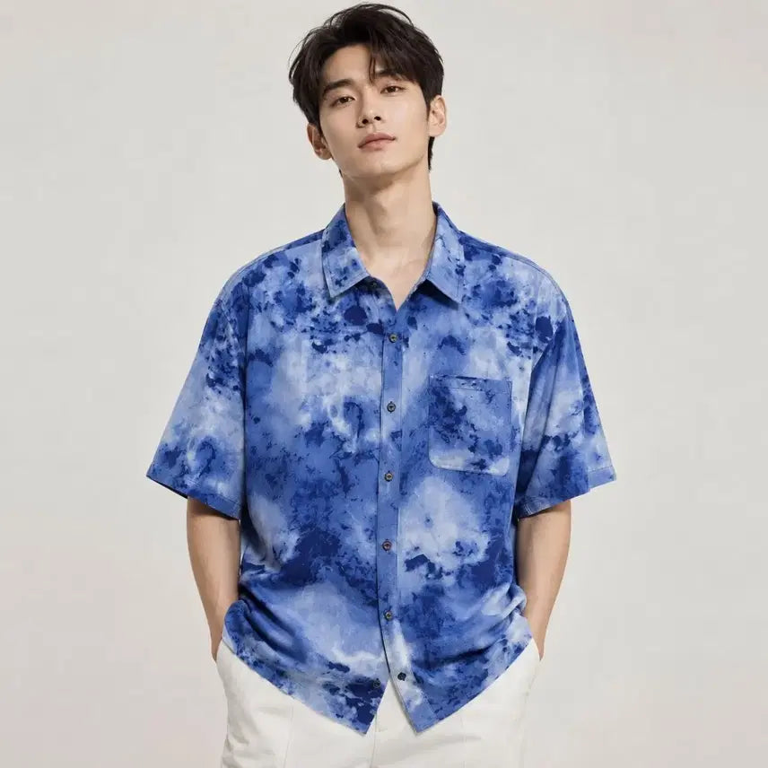 [BUNJANG] BUCKAROO Linen Blend Short Sleeve Shirt - Loose Fit, Size 100 / 새상품) BUCKAROO 버커루 린넨 반팔 셔츠 여름 마 남방 100