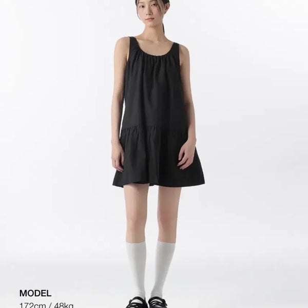 [BUNJANG] Musinsa Standard Women's Cotton Tiered Mini Dress Black / 무신사스탠다드 우먼즈 코튼 티어드 미니 드레스 [블랙]
