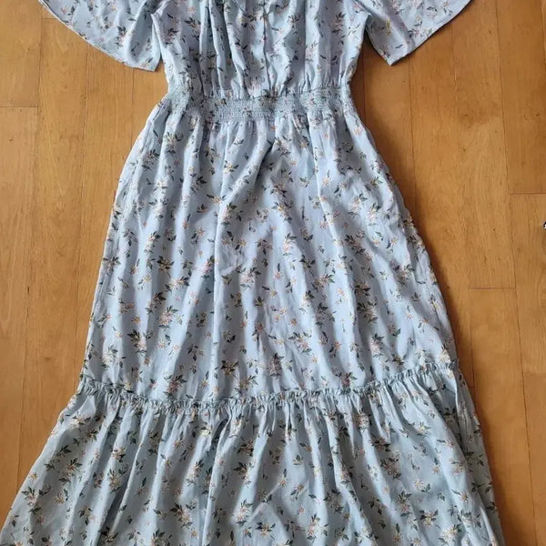 [BUNJANG] Plastic Island Off-Shoulder Floral Long Dress / 플라스틱아일랜드 오프숄더 플라워 롱원피스
