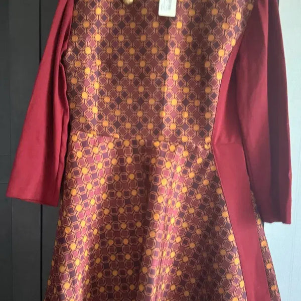 [BUNJANG] Purple Pattern Long Sleeve Dress / I보라색 패턴 롱슬리브 원피스