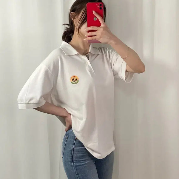 [BUNJANG] Burberry Laurel White Polo Shirt - Size M / 버버리 월계수 화이트 PK