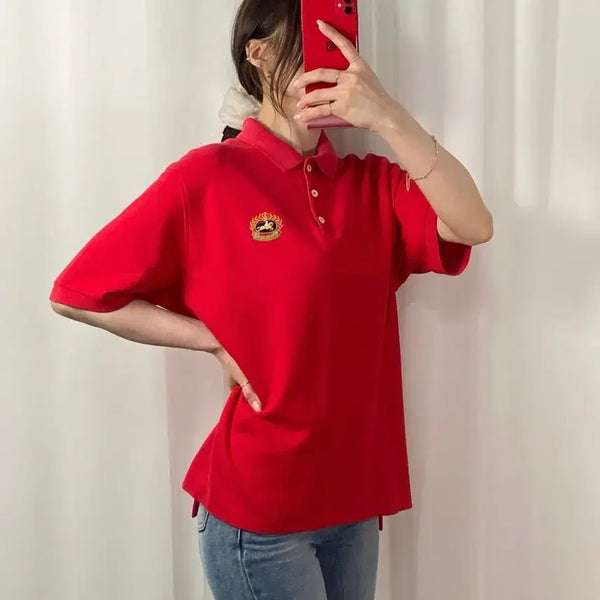 [BUNJANG] Burberry Laurel Red PK T-Shirt M / 버버리 월계수 레드 PK