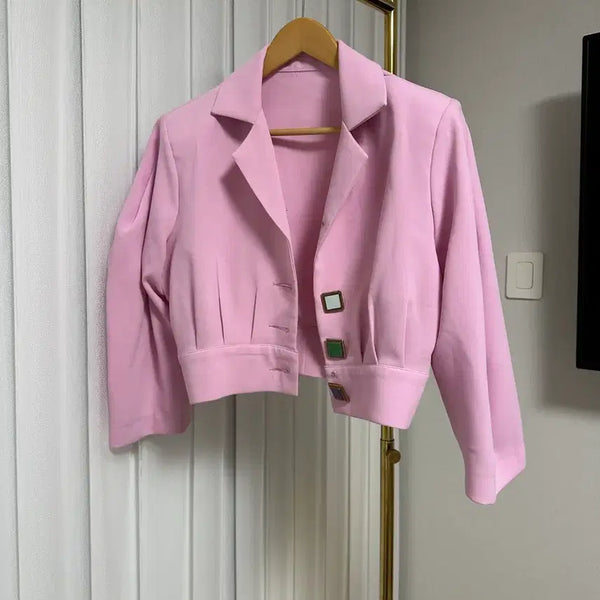 [BUNJANG] Crop Jacket Pink / 연핑크 크롭 자켓