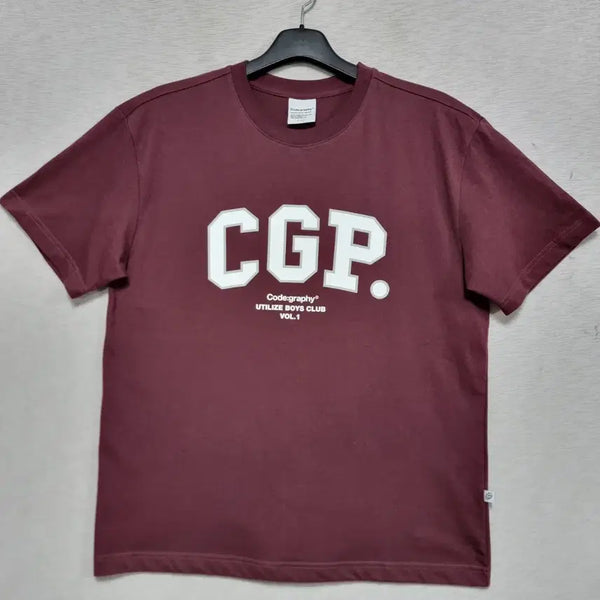 [BUNJANG] Code Graphy CGP Burgundy Short Sleeve T-Shirt Men's Size 100 / 코드그라피 CGP 반팔 티셔츠 버건디 남자100사이즈ㅡ0423ㅁㅁ