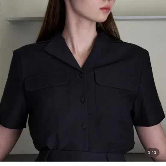 [BUNJANG] Amour Mourir Sand Collar Blouse Navy / 아무르 무아르 샌드 카라 블라우스 네이비 amr1798