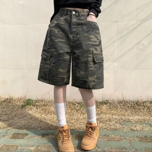 [BUNJANG] Camouflage Pattern Cargo Shorts / 카모 패턴 카고 반바지