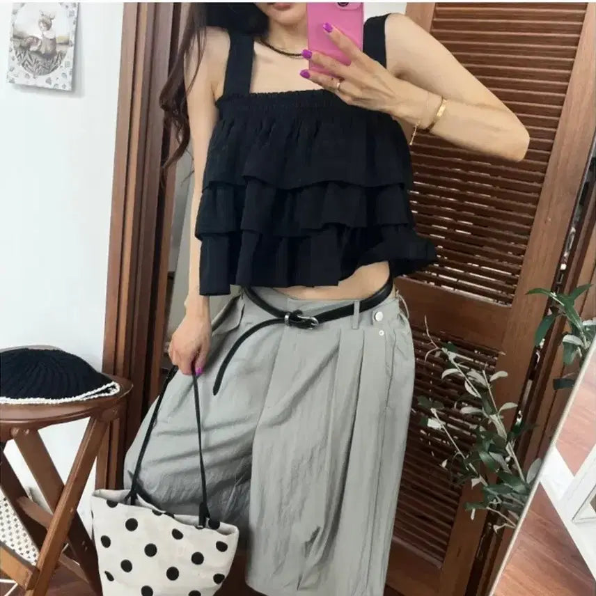 [BUNJANG] Frill Sleeveless Blouse / 프릴 나시 블라우스
