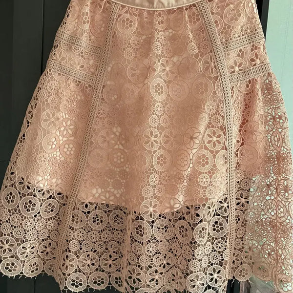 [BUNJANG] Sleeveless Lace Mini Skirt - Pink / 나시 레이스 스커트 핑크