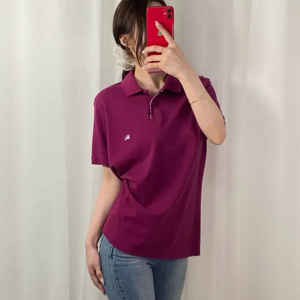 [BUNJANG] Burberry Knight Logo Purple Polo Shirt XL / 버버리 기마로고 퍼플 PK