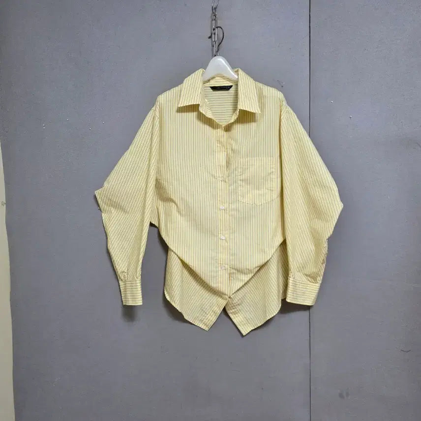 [BUNJANG] Zara Ruched Waist Boxy Fit Shirt Yellow / 자라 허리샤링디자인 박시핏 남방 n7508