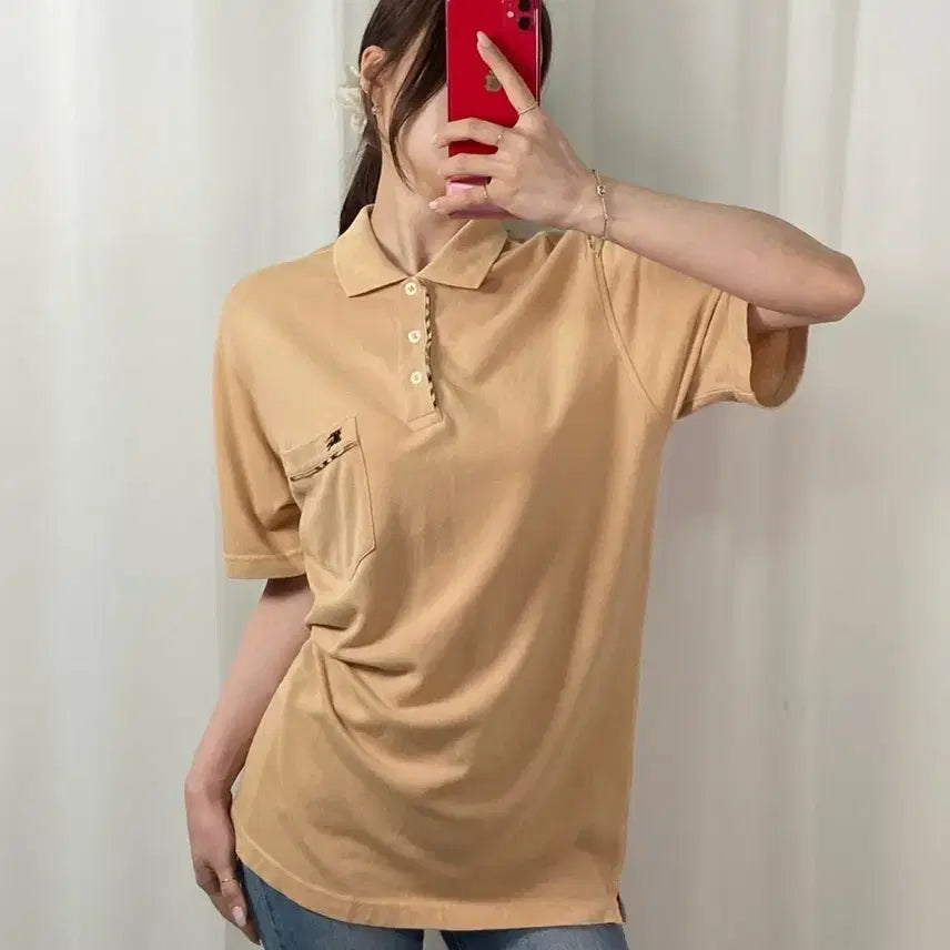 [BUNJANG] Burberry Knight Logo Pocket Polo Shirt / 버버리 기마로고 포켓 PK