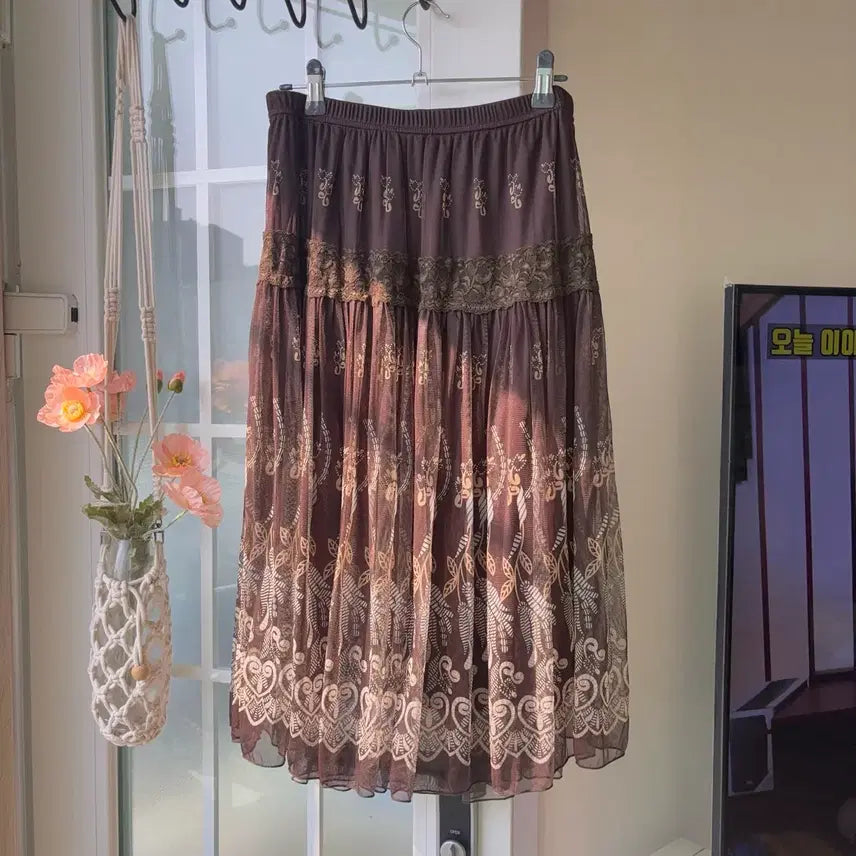 [BUNJANG] Oriental Ethnic Paisley Chiffon Skirt / [빈티지] 오리엔탈 에스닉 페이즐 쉬폰 스커트 -옷장정리