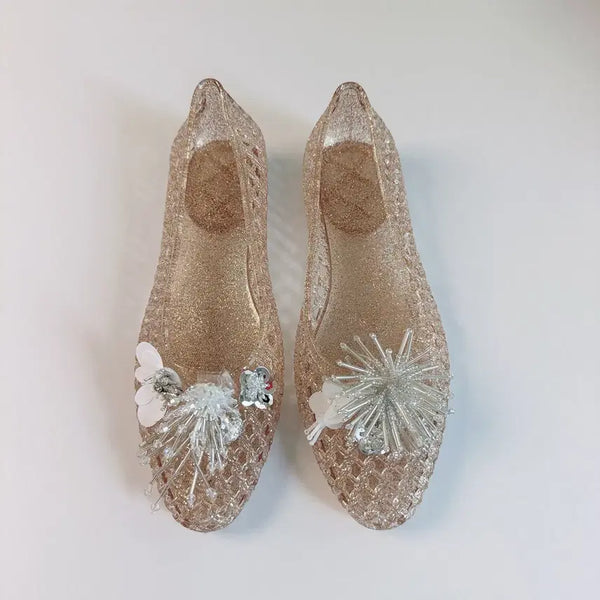 [BUNJANG] Gold Jelly Shoes with Tassel Charms / 골드 젤리슈즈 파츠 포함 (수술달린 버전)