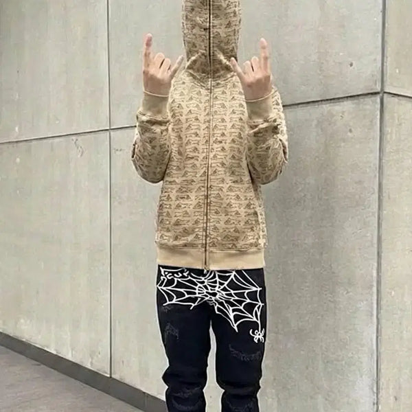 [BUNJANG] BBC x HUF "Ice Cream" Dog Pattern Full Zip Hoodie / BBC 아이스크림x HUF 김프 후드 풀집업