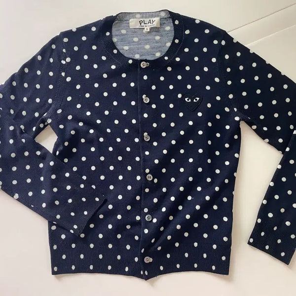 [BUNJANG] Comme des Garçons Play Dotted Cardigan Navy / 꼼데가르송 가디건