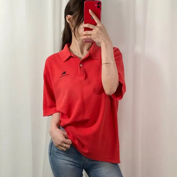 [BUNJANG] Burberry Big Equestrian Knight Logo Lettering Polo T-Shirt / 버버리 빅 기마로고 레터링 PK