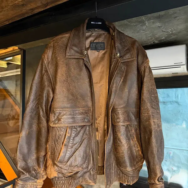 [BUNJANG] Levi's 80s Leather Jacket Brown / 100 리바이스 80s 레더 자켓 브라운