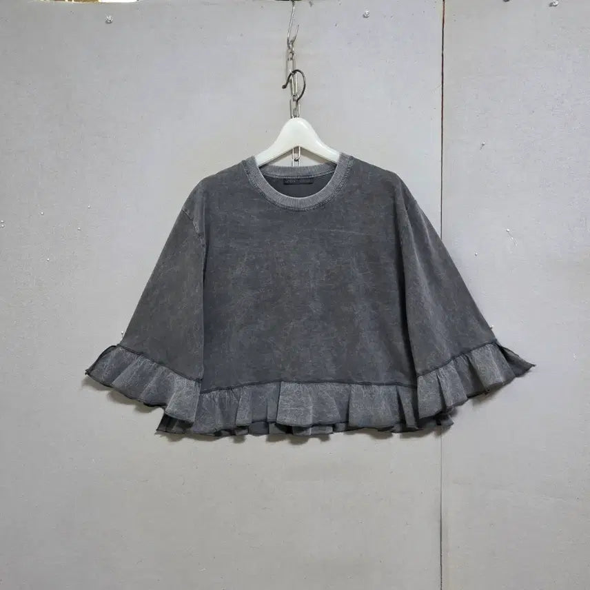 [BUNJANG] Zara Pigment Dyeing Frill T-Shirt L / 자라 피그먼트위싱 프릴 티셔츠 L  n7515