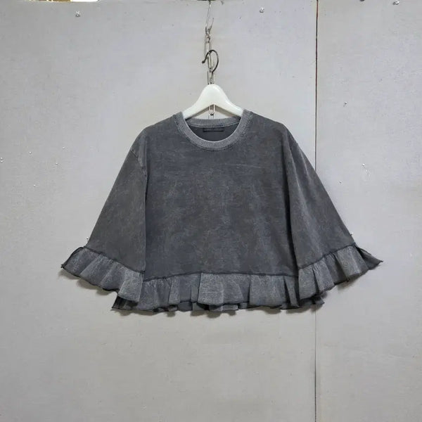 [BUNJANG] Zara Pigment Dyeing Frill T-Shirt L / 자라 피그먼트위싱 프릴 티셔츠 L  n7515