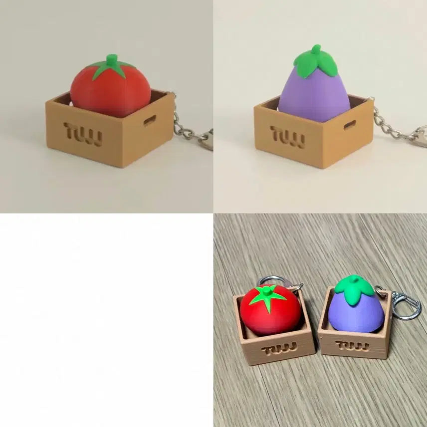 [BUNJANG] Tomato Egg Clicker Keychain Set / 토마토 가지 클릭커 클리커 키링
