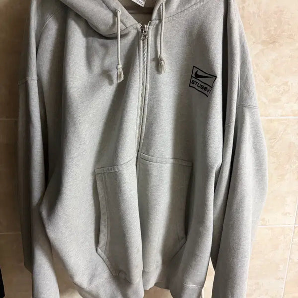 [BUNJANG] Nike x Stussy Full Zip Fleece Hoodie Grey Heather XXL / 나이키X스투시 나투시 그레이 후드집업 XXL