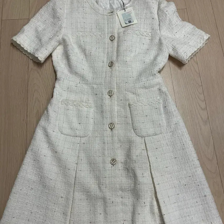 [BUNJANG] Sandro Tweed Pleated Dress Size 90 / 산드로 트위드 플리츠 원피스 90