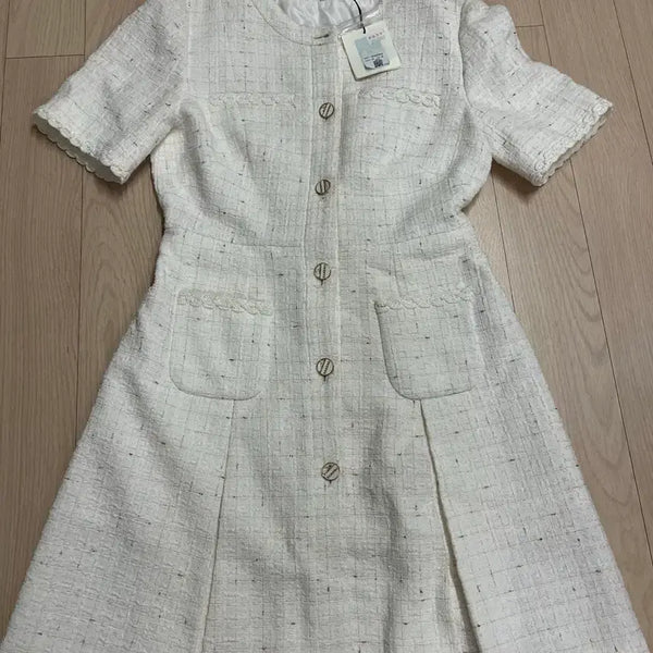 [BUNJANG] Sandro Tweed Pleated Dress Size 90 / 산드로 트위드 플리츠 원피스 90
