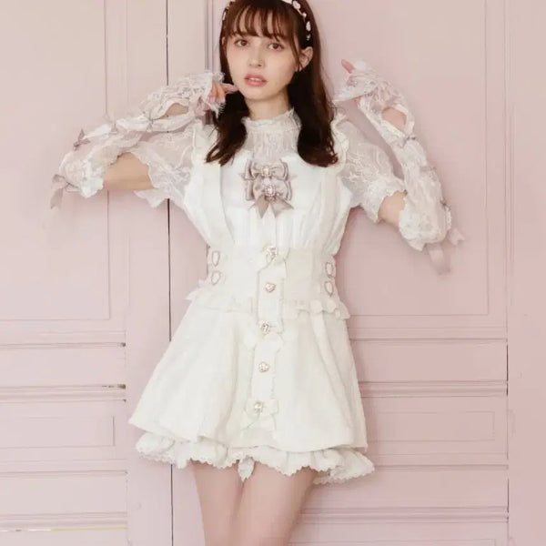 [BUNJANG] Liz Lisa Tweed Skirt Pants White / liz lisa 리즈리사 트위드 스커트 팬츠 화이트