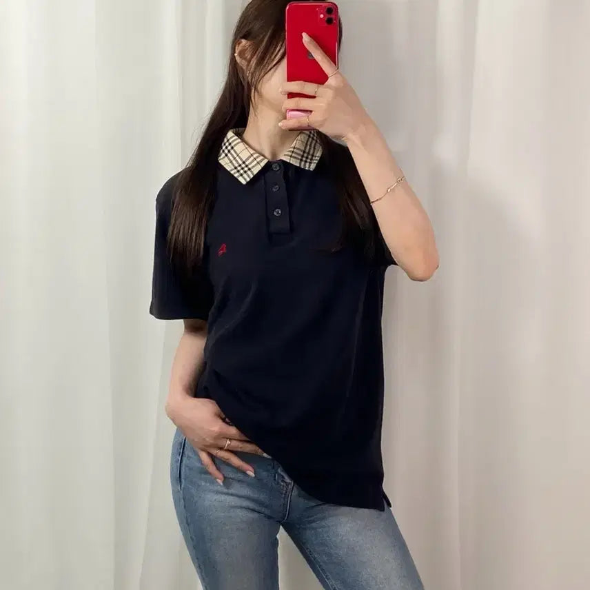 [BUNJANG] Burberry Kara Nova Check Navy Polo Shirt / 버버리 카라노바체크 네이비 PK