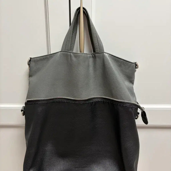 [BUNJANG] Mandarina Duck Leather Shoulder Bag Black/Gray / 만다리나덕 가죽 숄더백 블랙/그레이