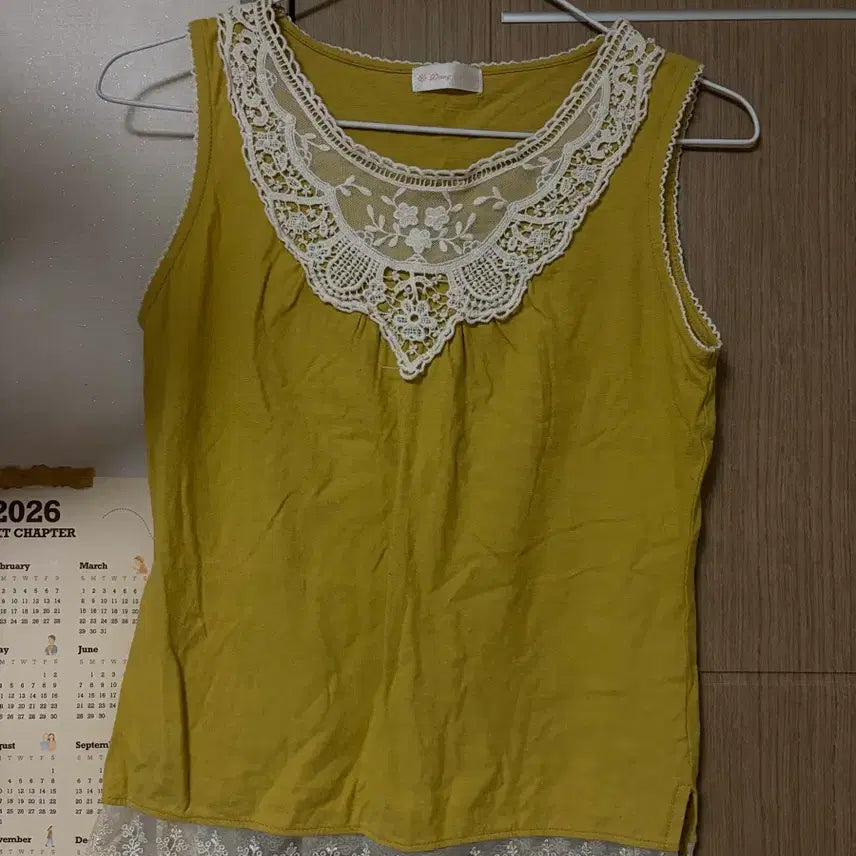 [BUNJANG] Vintage Pumpkin Lace Camisole / 빈티지 단호박 레이스 나시 슬리브리스