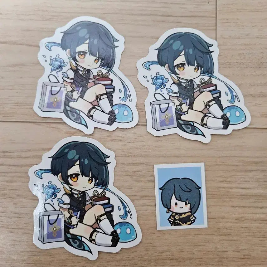 [BUNJANG] Genshin Impact Xingqiu Removable Sticker + Proof Photo Set / 원신 카페 행추 리무버블스티커 + 증명사진