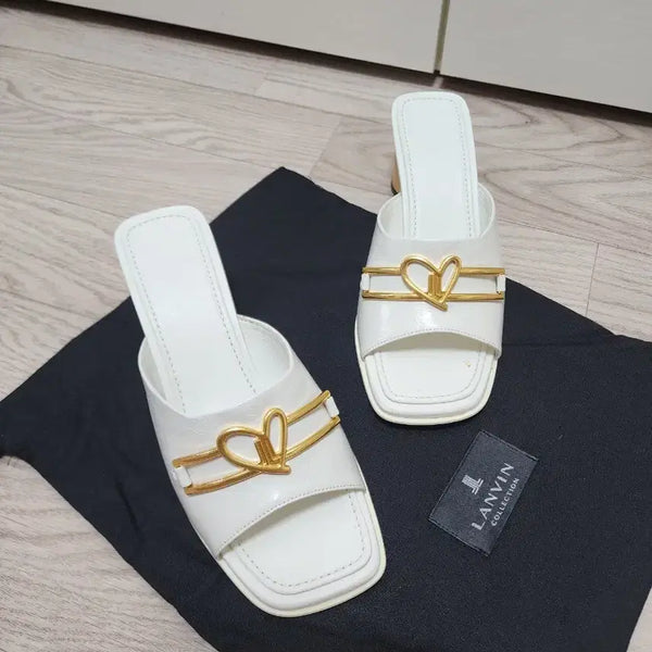 [BUNJANG] Lanvin Collection Emblem Heeled Slides - Size 240 / [240] 한섬 랑방컬렉션 엠블럼 힐 슬라이드. 새상품