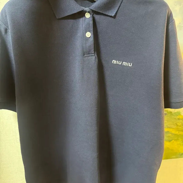 [BUNJANG] Miu Miu Navy Short Sleeve Polo Shirt L / 미우미우(MIU MIU) 네이비 반팔 카라티 L