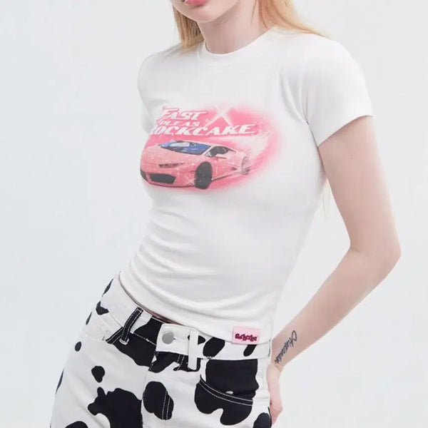[BUNJANG] Lack Of Cake Racing Slim Fit Short Sleeve T-Shirt / 락케이크 레이싱 슬림핏 반팔 티셔츠