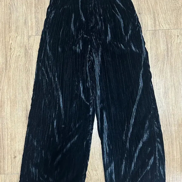 [BUNJANG] Velvet Wrinkle Pants Black S / 벨벳 링클 팬츠 s