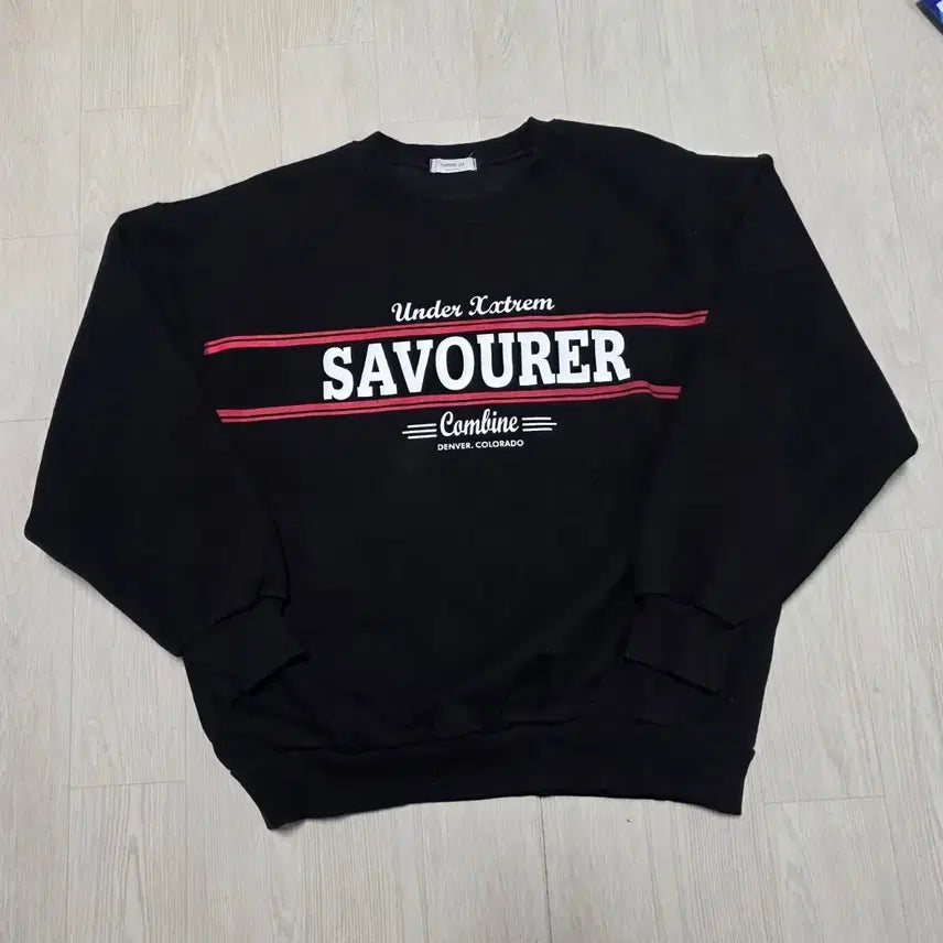 [BUNJANG] SAVOURER Black Logo Sweatshirt / 블랙 맨투맨 SAVOURER 로고
