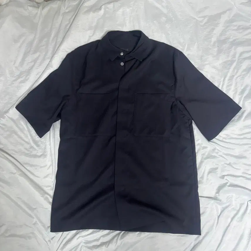 [BUNJANG] COS Wool Short-Sleeve Shirt Black / [95-100] 코스 COS 울 반팔셔츠 블랙
