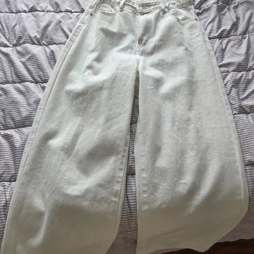 [BUNJANG] High-Waisted Pastel Cotton Semi-Wide Long Pants / 하이웨스트 파스텔 코튼 세미와이드 롱 팬츠