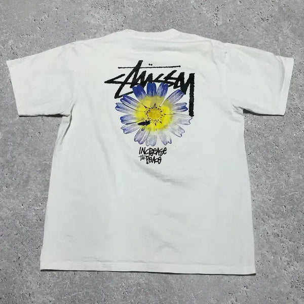 [BUNJANG] Stussy Daisy Print Short Sleeve T-Shirt - Medium / 스투시 데이지 프린팅 반팔 티셔츠 M