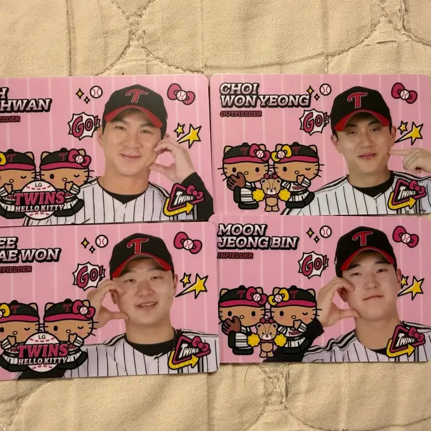 [BUNJANG] LG Twins Tanning Kitty Oh Ji-hwan, Choi Won-young, Lee Jae-won, Moon Jung-bin Photocard Set / 엘지트윈스 태닝키티 포토카드 오지환 최원영 이재원 문정빈