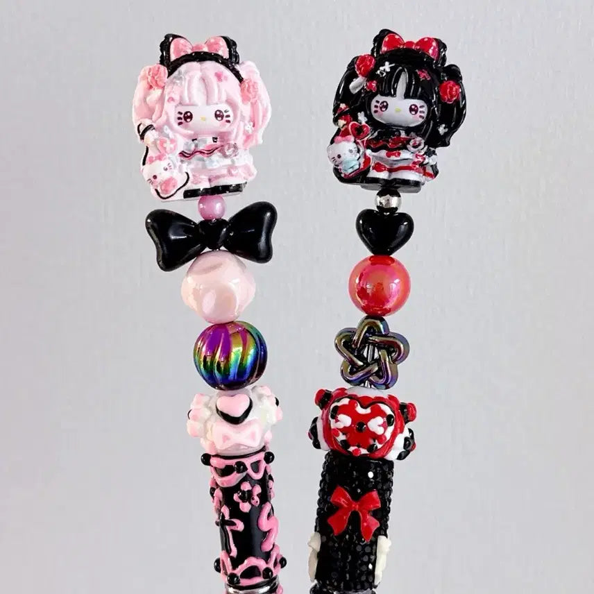 [BUNJANG] Handmade Gothic Kitty Ballpoint Pen / 고스룩 키티피규어 볼펜 키티비즈 키티볼펜 수제볼펜 키티아이템