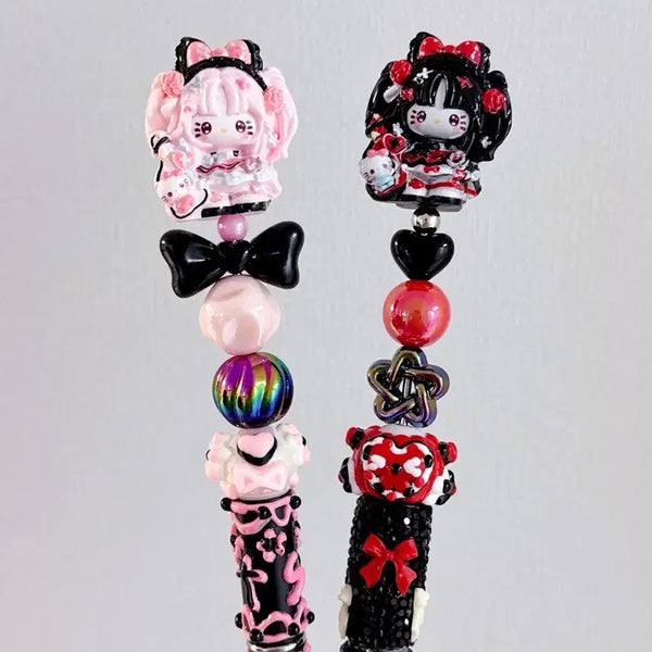 [BUNJANG] Handmade Gothic Kitty Ballpoint Pen / 고스룩 키티피규어 볼펜 키티비즈 키티볼펜 수제볼펜 키티아이템