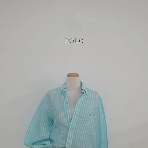 [BUNJANG] Polo Ralph Lauren Sky Blue Stripe Linen Shirt / No.26070112 폴로 랄프로렌 스카이블루 스트라이프 린넨 셔츠