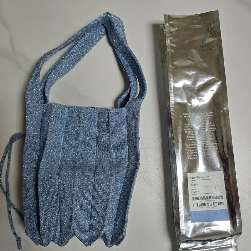 [BUNJANG] Joseph & Stacey Pleats Knit Bag S Fog Blue / (새제품)조셉앤스테이시 플리츠 니트백 S
